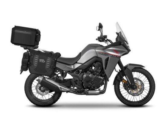 Kompletná sada bočných adventure vakov SHAD TERRA TR40 a hliníkového 55 L vrchného kufru ,vrátane montážnej sady SHAD HONDA TRANSALP 750