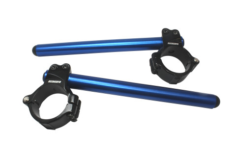 Aluminium-forged clip-ons ACCOSSATO with metal clamp composed of 2 half-rings 10 degrees inclination, blue