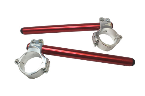 Aluminium-forged clip-ons ACCOSSATO with metal clamp composed of 2 half-rings 10 degrees inclination, red
