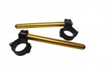Aluminium-forged clip-ons ACCOSSATO with metal clamp composed of 2 half-rings 10 degrees inclination, gold