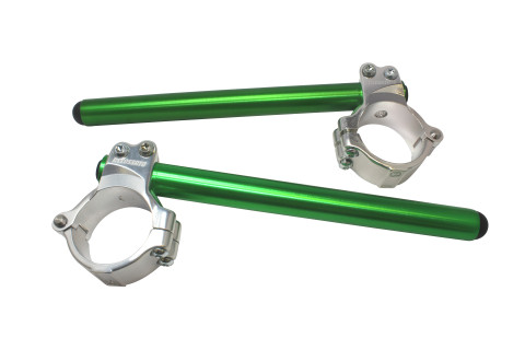 Aluminium-forged clip-ons ACCOSSATO with metal clamp composed of 2 half-rings 10 degrees inclination, green