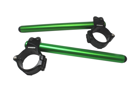 Aluminium-forged clip-ons ACCOSSATO with metal clamp composed of 2 half-rings 10 degrees inclination, green