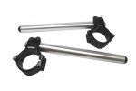 Aluminium-forged clip-ons ACCOSSATO with metal clamp composed of 2 half-rings 10 degrees inclination, silver