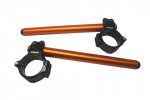 Aluminium-forged clip-ons ACCOSSATO with metal clamp composed of 2 half-rings 10 degrees inclination, orange